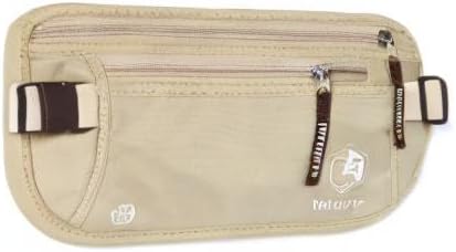 VENTURE 4TH Money Belt for Travel – Hidden Under-Clothes RFID Blocking Passport Holder & Slim Travel Wallet Pouch for Men & Women to Protect Cash, Cards & Documents (Beige)