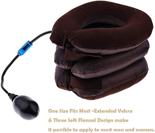 Inflatable Cervical Neck Traction Air Inflatable Pillow Neck Head Stretcher Pain Relief Collar (for Adults, Brown)