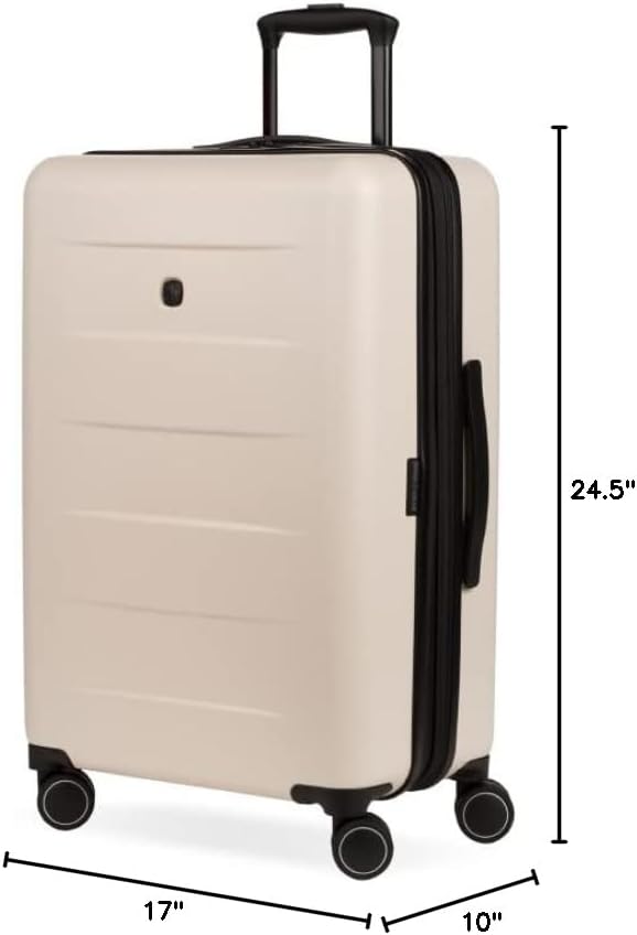 SwissGear Eclipse Hardside Expandable Luggage with Spinner Wheels, Medium Checked, Ultimate Grey