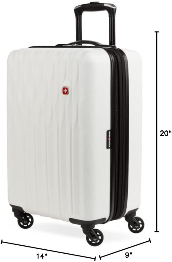 SwissGear 8018 Hardside Expandable Luggage with Spinner Wheels, White, Carry-On 20-Inch