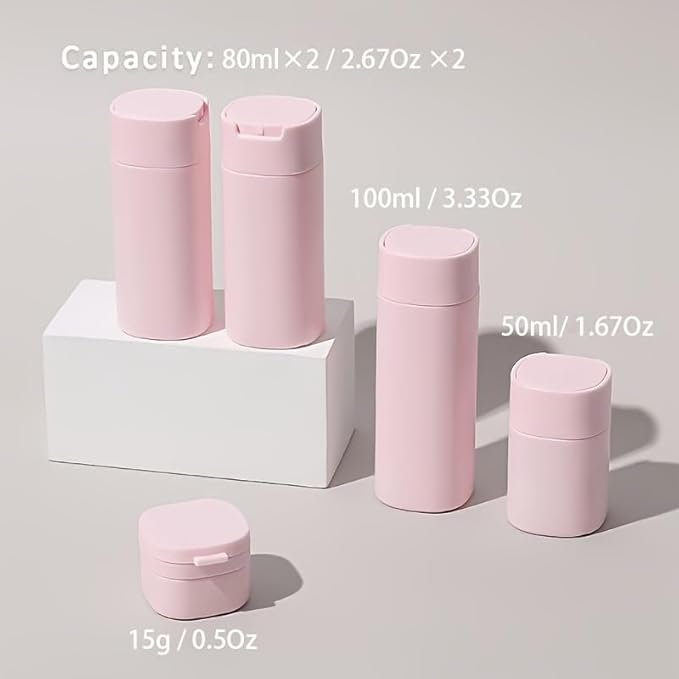5pcs Travel Cream Dispenser Bottles Set Travel Bottles Toiletry Containers Set, TSA Approved, Travel Essentials