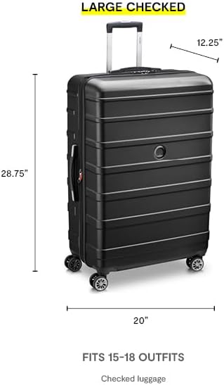 DELSEY PARIS Margot Hardside Luggage, Dual Wheel Spinners for Smooth Travel, Expandable with Spacious & Organizable compartments, Men and Women, Black, Large Check-In 28-Inch