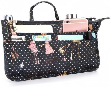 BTSKY Printing Handbag Organizers Inside Purse Insert-High Capacity 13 Pockets Bag Tote Organizer with Handle Fashion Style