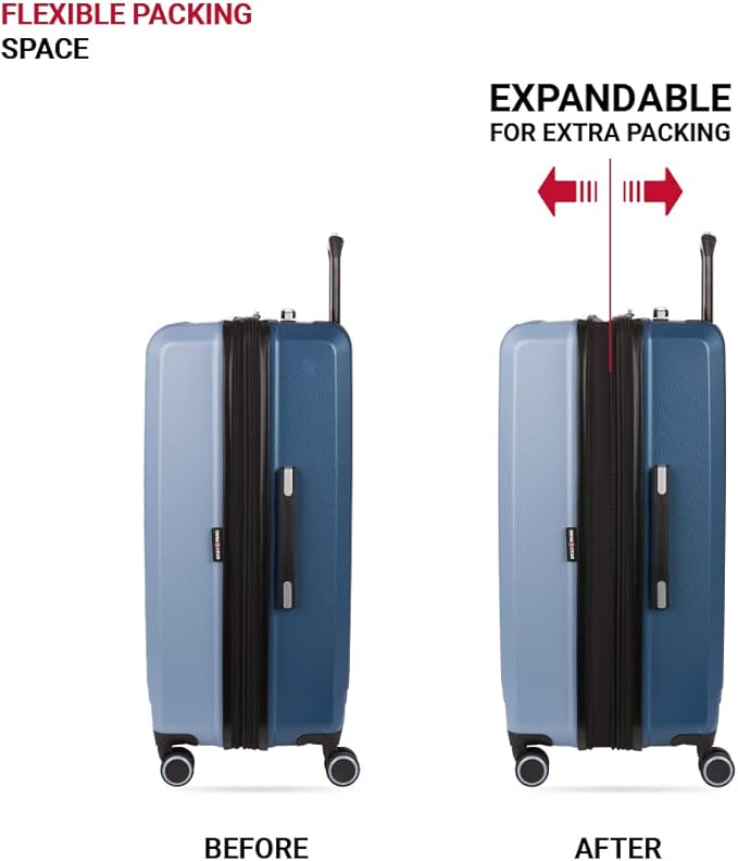 SwissGear Duet Expandable Luggage, Hard Shell Large Luggage with Spinner Wheels