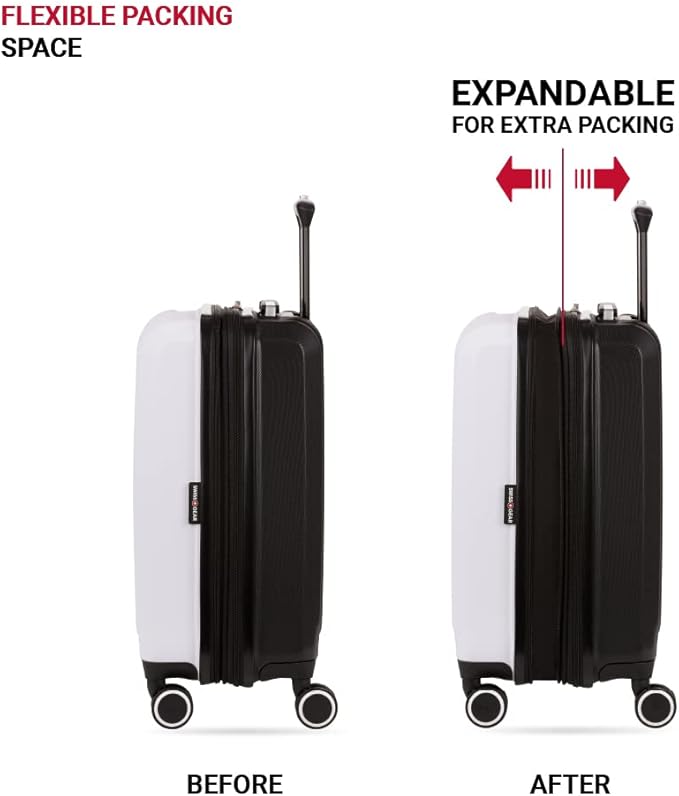 SwissGear Duet Expandable Luggage Set, 3-Piece Hardside Luggage Set with Spinner Wheels