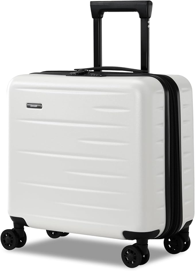 16 Inch Carry On Luggage Airline Approved, Expandable Lightweight ABS+PC Hard Shell Suitcases with 360° Spinner Wheels, TSA Lock, YKK Zippers (White, 1 PC)
