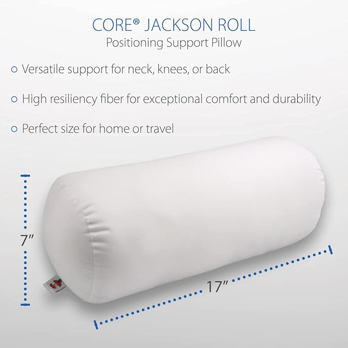 Core Products Jackson Roll Orthopedic Bolster Pillow - Neck, Back, Leg, Knee & Arm Support – Cervical & Lumbar Roll for Pain Relief, Spinal Alignment & Travel Comfort for Bed or Chair