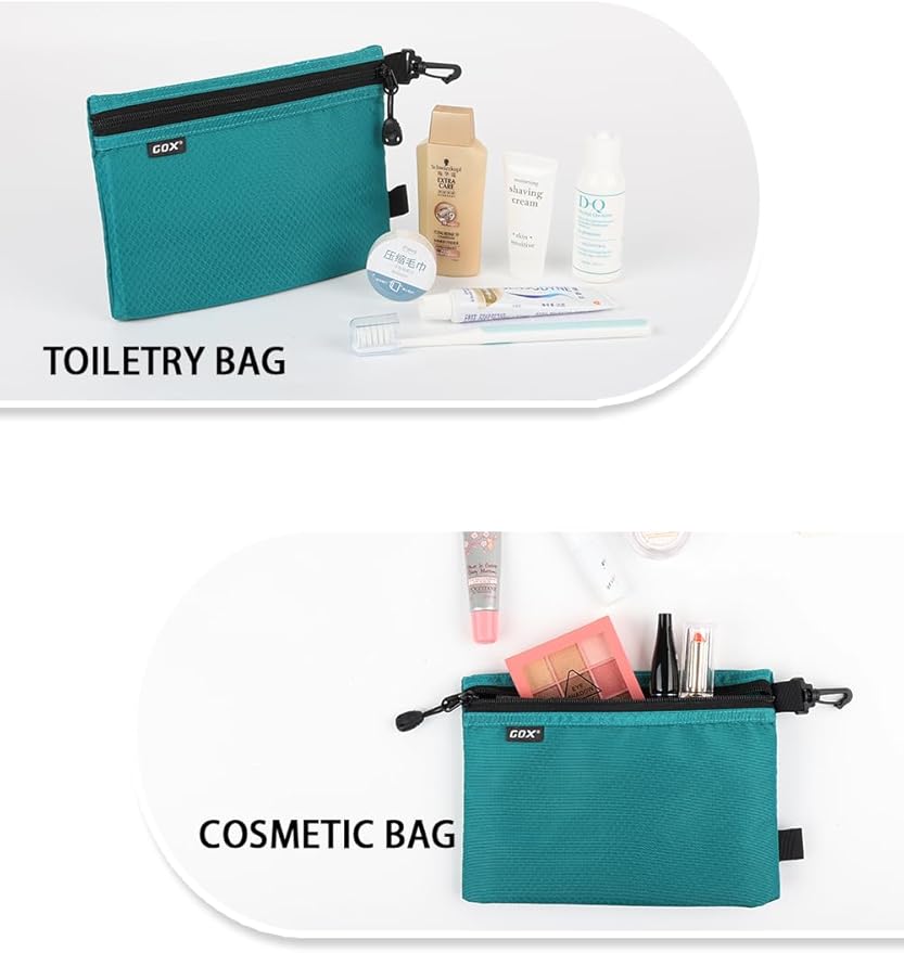 GOX Small Toiletry Bag for Men Bulk Cosmetic Bag Dopp Kit Carry On Zipper Pouch Organization Nylon Small Packing Sack Waterproof (Turquoise)