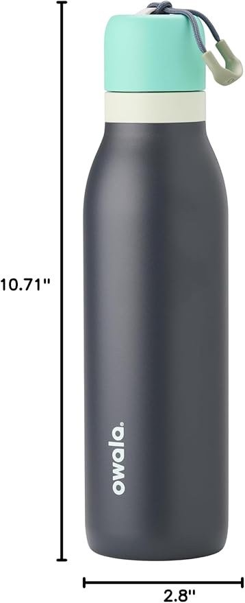 Owala FreeSip Twist Insulated Stainless Steel Water Bottle with Straw for Sports and Travel, BPA-Free, 18-oz, Blue/Grey (Foggy Tide)