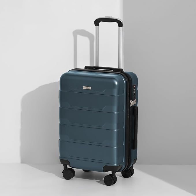 Quatish Checked Luggage 26 inch Large Hard Shell Suitcase with Spinner Wheels, Expandable Durable Luggage with TSA Lock, Smooth Rolling Wheel for Lightweight Travel for Men Women, Teal Blue