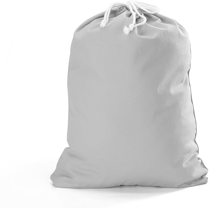 100% Cotton Canvas Travel Laundry Bag, 2-Pack (Large, Light Grey)