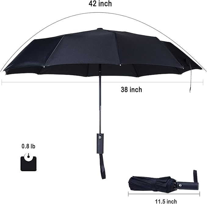 NPCQUN Travel Essentials Umbrella Windproof Compact Collapsible Light, Automatic, Strong and Portable, Wind Resistant Folding Small Umbrella for Rain