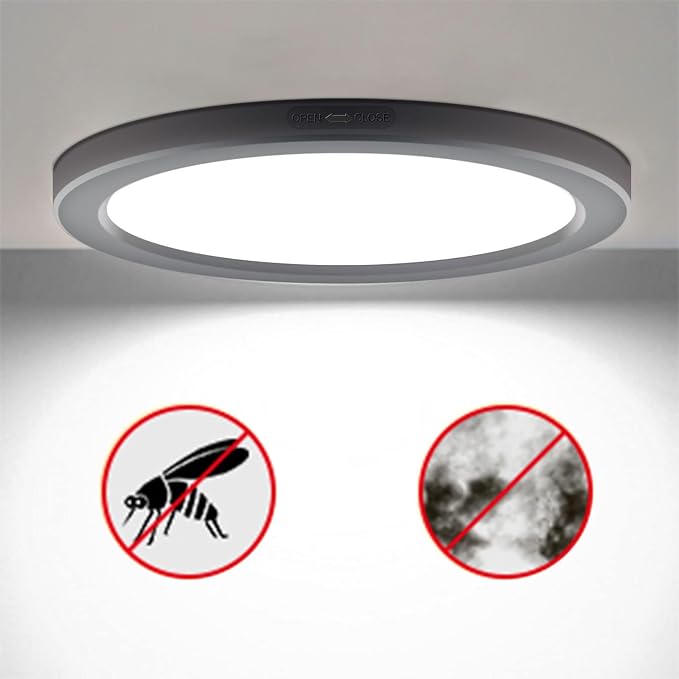 ETL 7 inch Small LED Flush Mount Ceiling Light Dimmable,5000K Daylight Ultra Slim Round Flat Panel Ceiling Light Fixture,Modern Ceiling Lamp for Closet,Kitchen,Bathroom 7inch-8 Pack(Black)