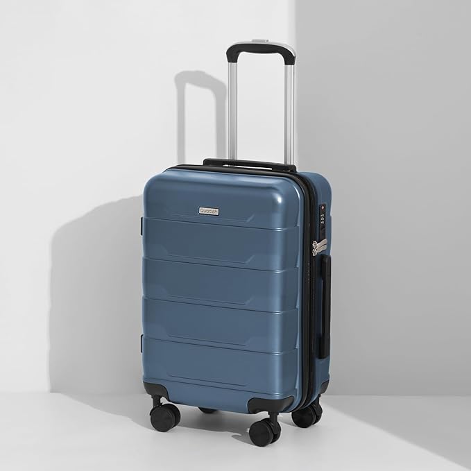 Quatish Checked Luggage 26 inch Large Hard Shell Suitcase with Spinner Wheels, Expandable Durable Luggage with TSA Lock, Smooth Rolling Wheel for Lightweight Travel for Men Women, IceBlue