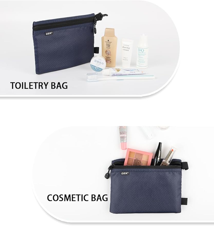 GOX Small Toiletry Bag for Men Bulk Cosmetic Bag Dopp Kit Carry On Zipper Pouch Organization Nylon Small Packing Sack Waterproof (Navy)
