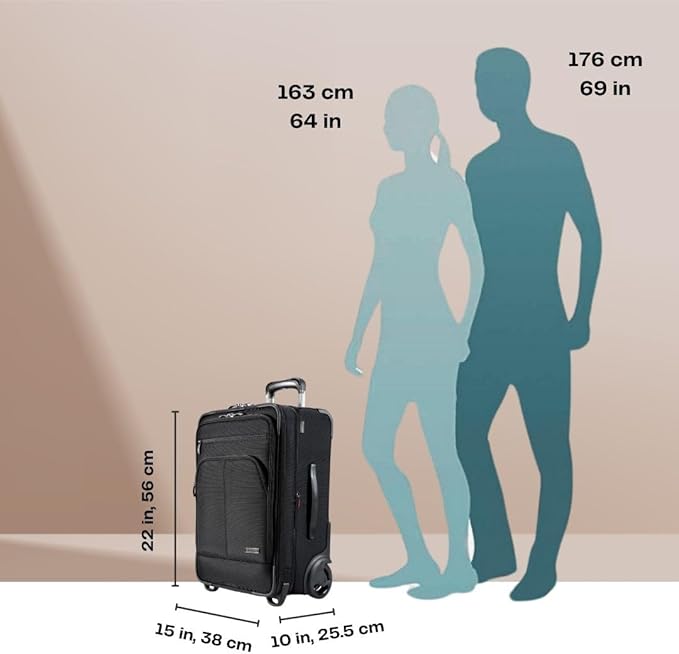 Ricardo Beverly Hills Flight Essentials Softside Expandable Carry-On Travel Luggage with Wheels, Durable Ballistic Nylon Fabric, Water and Stain Resistant, Men and Women, 22-Inch