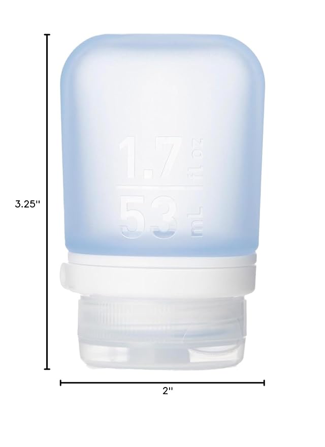 humangear GoToob+ (Small) | Refillable Silicone Travel Bottle | Locking Lid | Food-Safe Material | Blue, Small (1.7 fl.oz; 53ml)