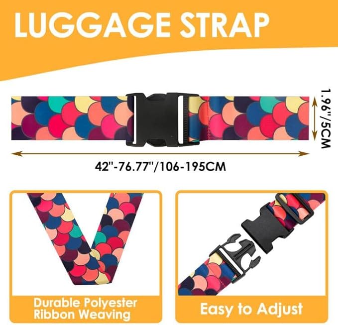Adjustable Travel Luggage Strap Suitcase Belt Travel Bag Accessories 1.96 in W x 6.23 ft L