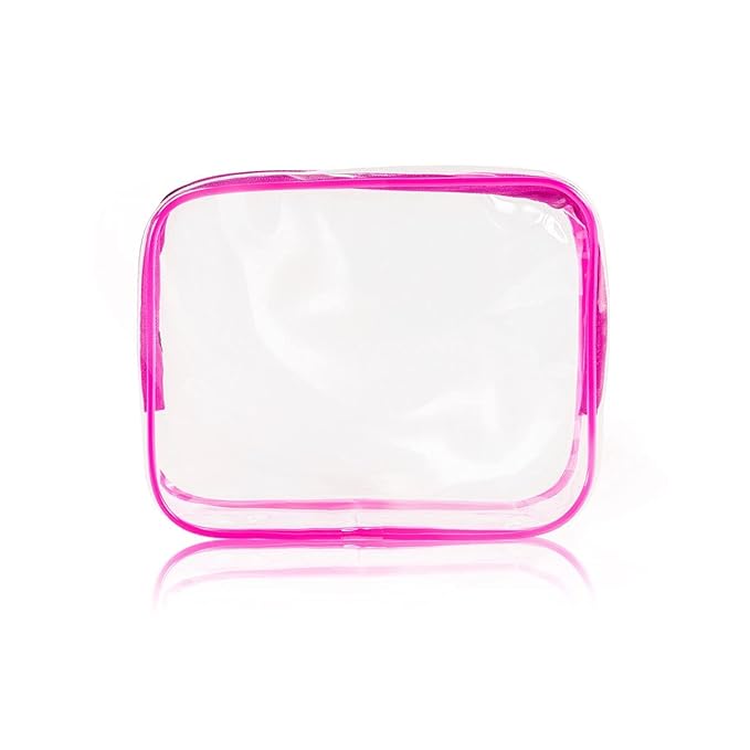5Pcs Crystal Clear PVC Travel Toiletry Bag Kit for Women Men, Waterproof Vinyl Packing Organizer Storage Bags with Zipper Handle Straps, Cosmetic Pouch Carry on Airport Airline Compliant Bag Handbag