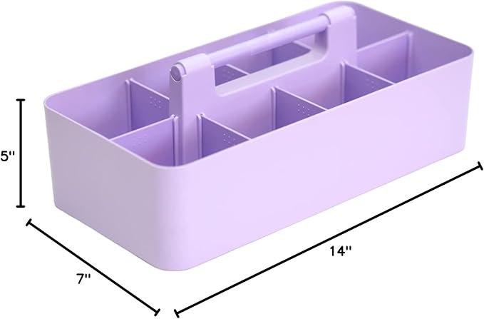 8 Compartments DIY Dividers,Large caddy, Multi Purpose, Simple, Portable, Stackable, Modern Solution for School, office, Desktop -MADE IN USA (Lavender)