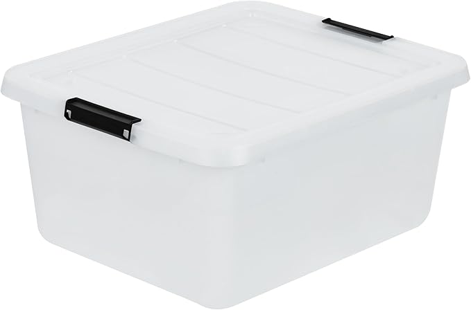 IRIS USA Clip Box with Removable Tray and Latching Lids, 18 Quart Craft Storage Bins, Art & Writing Supply Containers for Home, Office & Classroom Organization