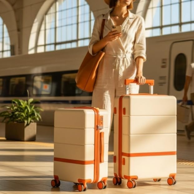 Luggage Sets, 2 Piece Suitcase set with wheels Tsa Lock 20/24 inchi Hardshell Waterproof Travel Suitcases luggage for Women/Men/Family (Orange)