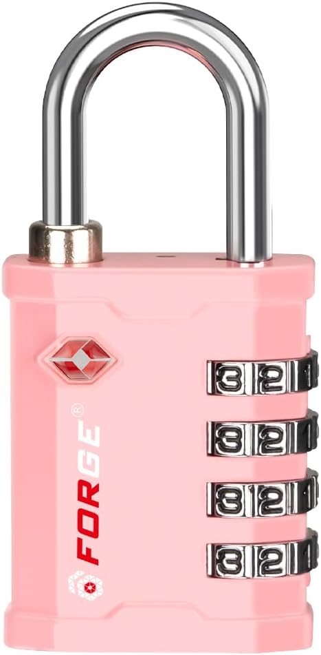FORGE 4 Digit 17067 TSA Approved Combination Lock, Great for Tool Box and Case Lock, Combination Padlock for Travel, Pink 1 Lock.