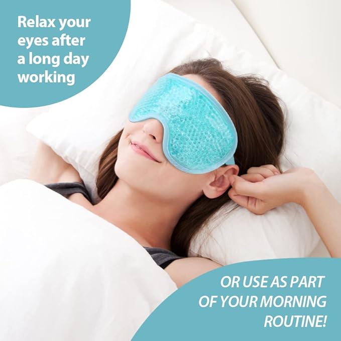 NEWGO Cooling Eye Mask for Puffy Eyes, Cold Eye Mask Eye Ice Pack for After Eyes Surgery, Tension Stress Relief, Itchy Eyes, Headaches, Dark Circles - Blue (Blue-2Pack)