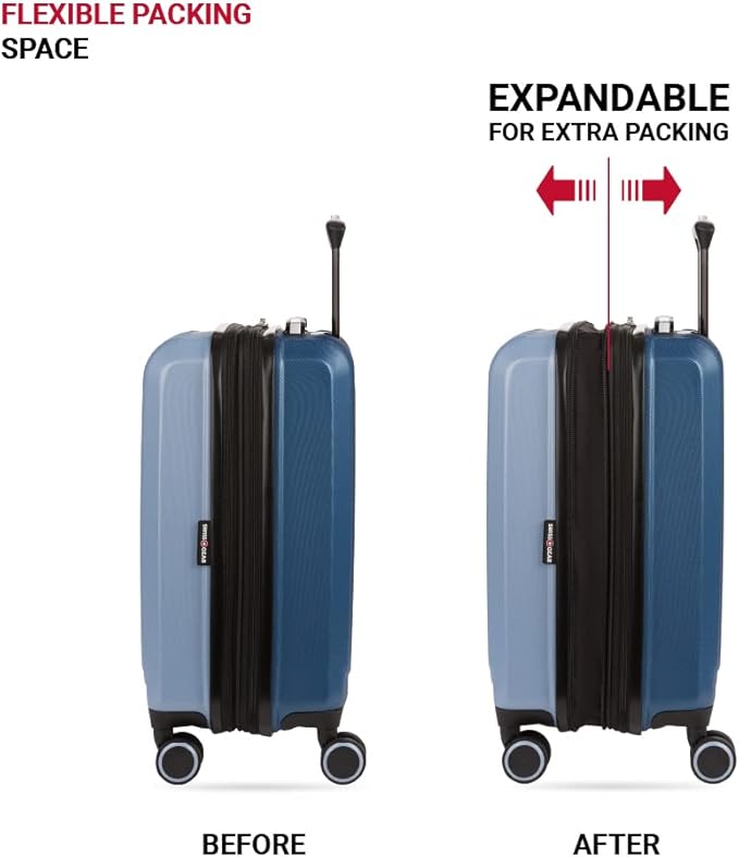 SwissGear Duet Expandable Luggage Set, 3-Piece Hardside Luggage Set with Spinner Wheels