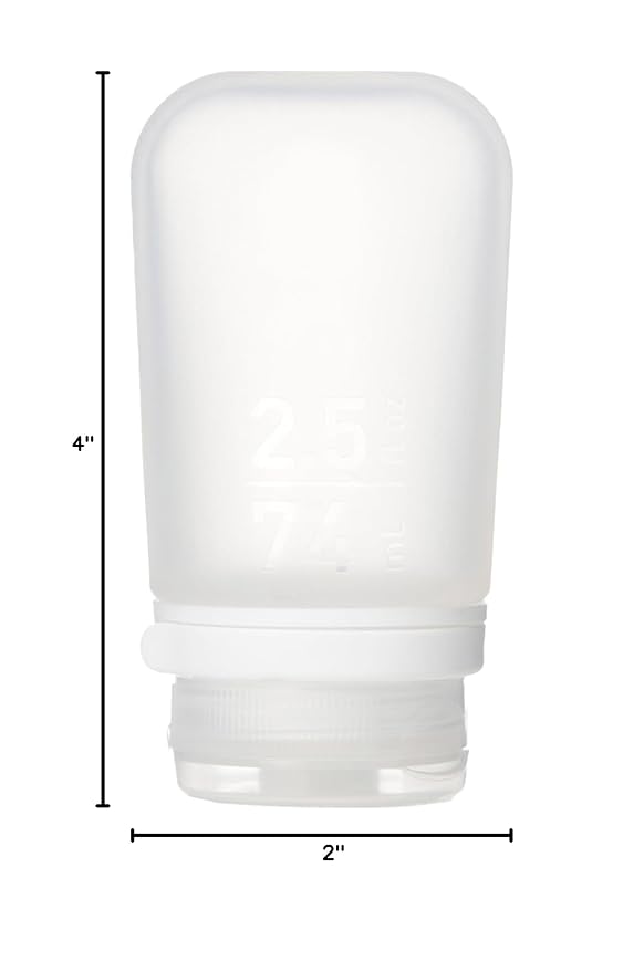 humangear GoToob+ (Medium) | Refillable Silicone Travel Bottle | Locking Lid | Food-Safe Material | Clear, Medium (2.5 fl.oz.; 74ml)