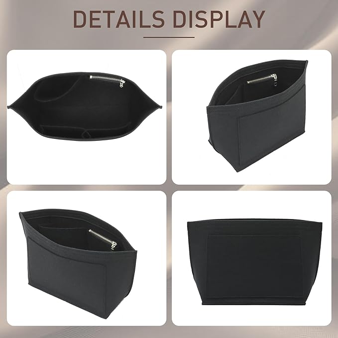 Doxo Longchamp Organizer Insert Medium, Felt Bag Organizer with Cup Holderp,Suitable for Le pliage M Tote Bag and More(Black,M)
