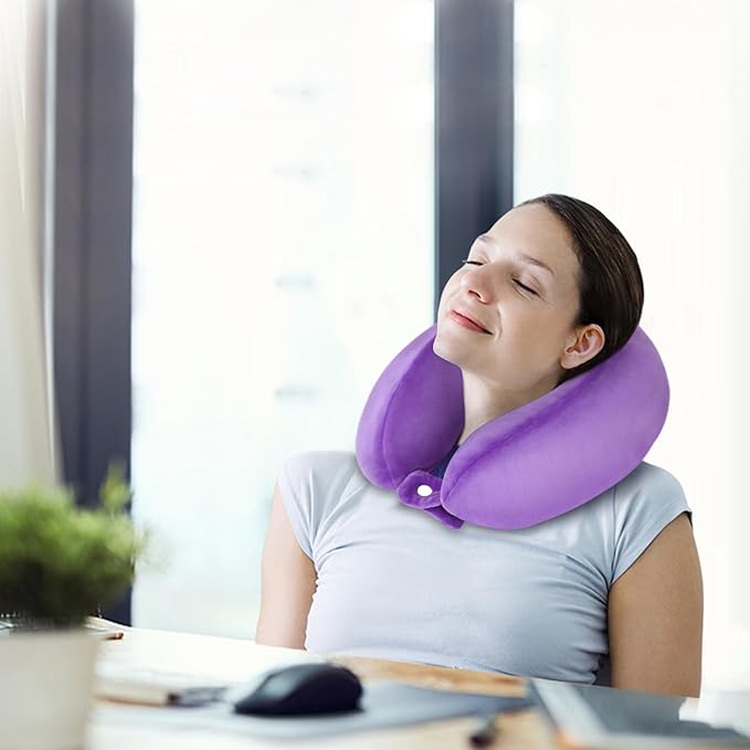 Travel Pillows for Airplanes U-Shaped Memory Foam Neck Pillow Support Headrest and Neck Removable Breathable Neck Pillow for Car Office Home Camping Use
