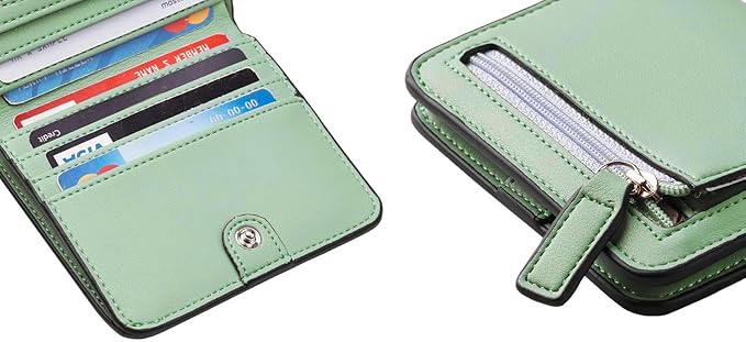 Toughergun Women’s Small Slim Leather Wallet with RFID Protection, Compact Bifold Mini Purse with Clear ID Window
