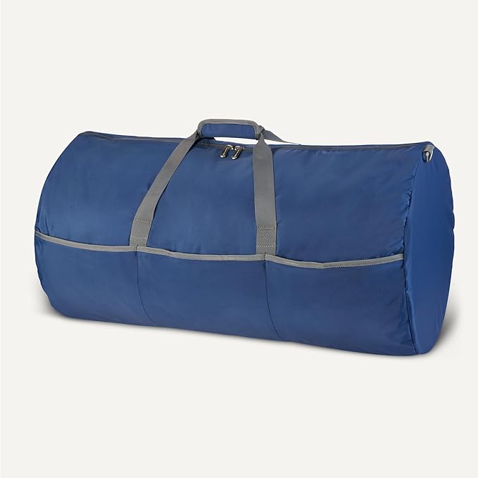 Amazon Essentials Extra Large Foldable Nylon Duffel Bag for Travel/Storage with Zippered Pockets, 32.4", 150L, 50-LBS Capacity, Navy Blue (Previously Amazon Basics)