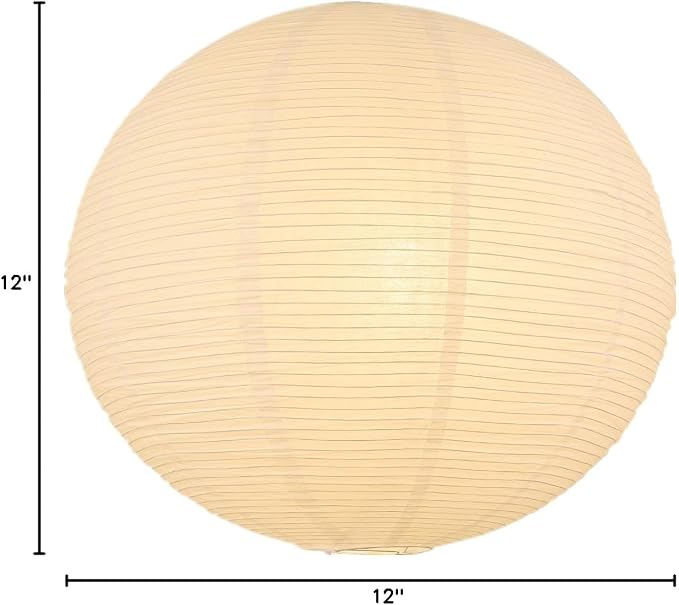 White Round Paper Lantern Lampshade, 12"x12'' Small Paper Lanterns Pendant Light Shade, Chinese Foldable Design for Living Room, Bedroom, Ceiling Lampshade Party Decor