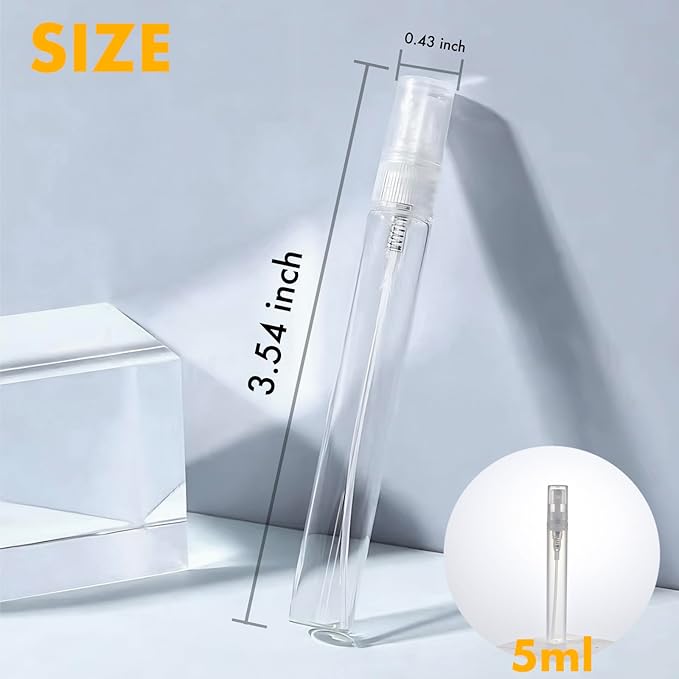 Mini Perfume Sample Bottles, 10 Pack 5 ml Plastic Small Perfume Spray Bottle, Fine Mist, Portable Perfume Travel Refillable Bottle, Upgraded atomizer sprayer for perfume, Clear