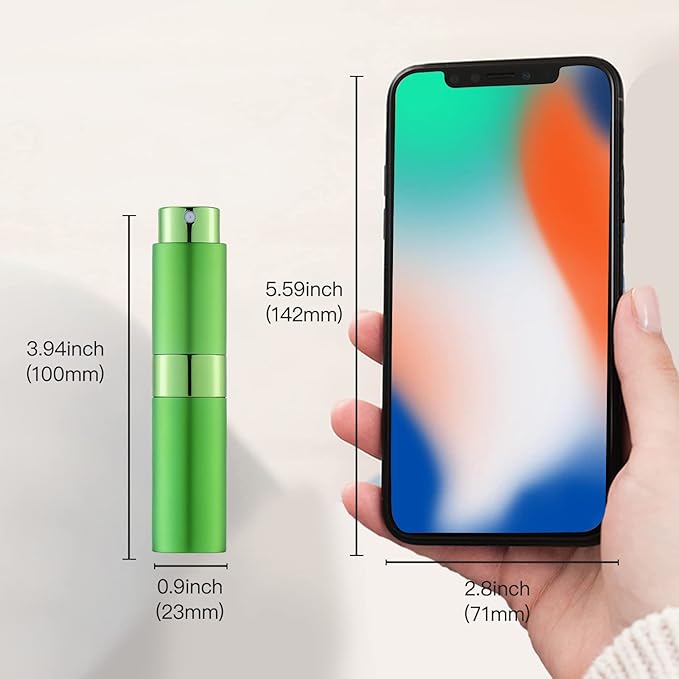 LISAPACK 8ML Atomizer Perfume Spray Bottle for Travel, Empty Refillable Cologne Dispenser, Portable Sprayer (Green)