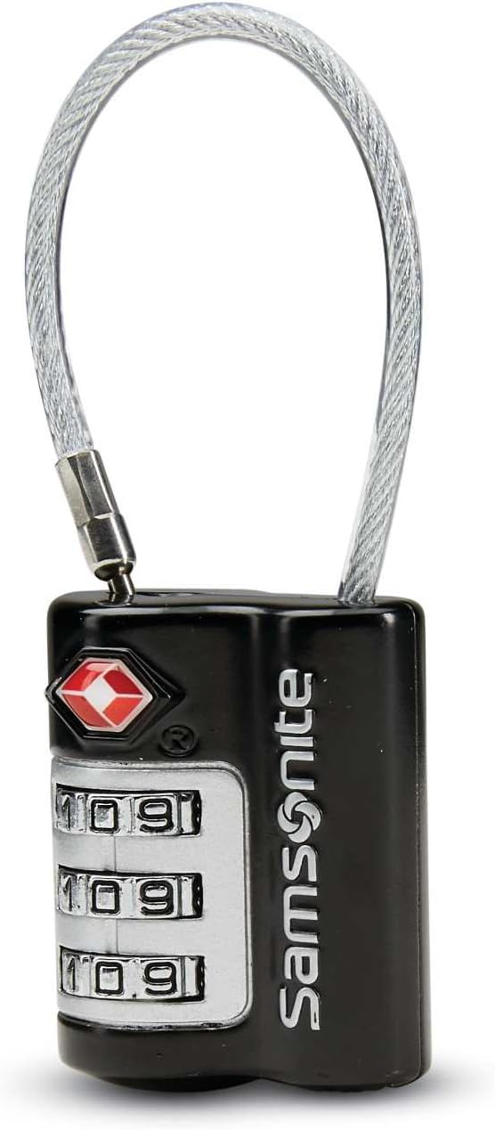 Samsonite Travel Sentry 3-dial Combination Cable Lock, Black, One Size
