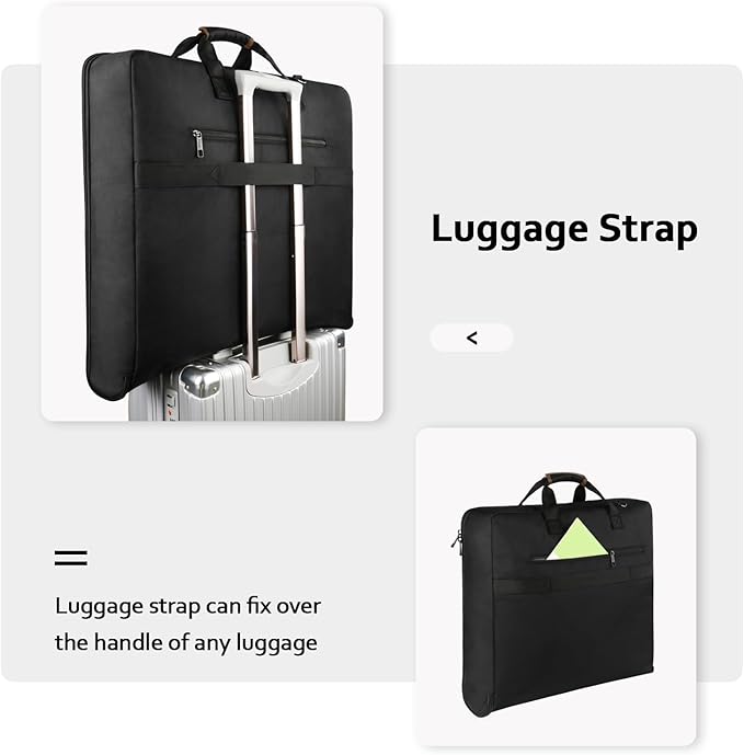 MATEIN Suit Garment Bag for Travel, Large Garment Bags for Hanging Clothes Travel, Foldable Suit Carrier with Shoulder Strap For Business, Premium 2 in 1 Hanging Suitcase Luggage, Black Brown