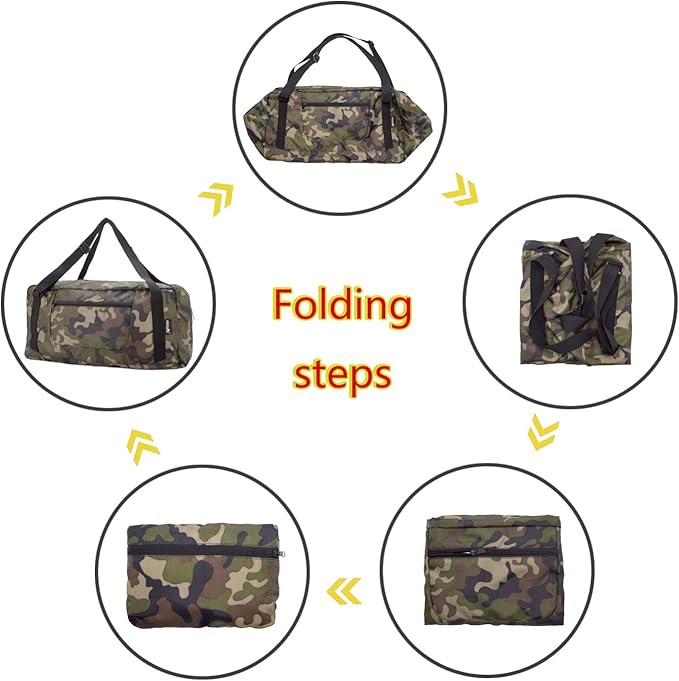 HOLYLUCK Foldable Travel Duffel Bag For Women & Men Luggage Great for Gym (jungle camo)