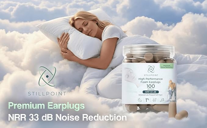 Happy Hippo Soft Foam Earplugs, 33 dB NRR, (50 Pair, 100 Ear Plugs), Maximum Protection for Sleeping, Power Tools, Loud Work Environments (Beige)