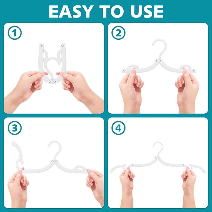 30 Pcs Travel Hangers Portable Foldable Travel Hanger Organizer, Plastic Cruise Essentials Clothes Drying Rack Folding Hangers for Camping Flying RV Europe Vacation Essentials Suitcase, White