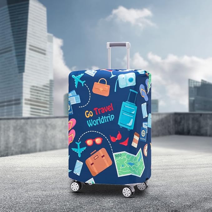 Travelkin Luggage Cover Washable Suitcase Protector Anti-scratch Suitcase cover Fits 18-32 Inch Luggage (Go travel-Trip, L)