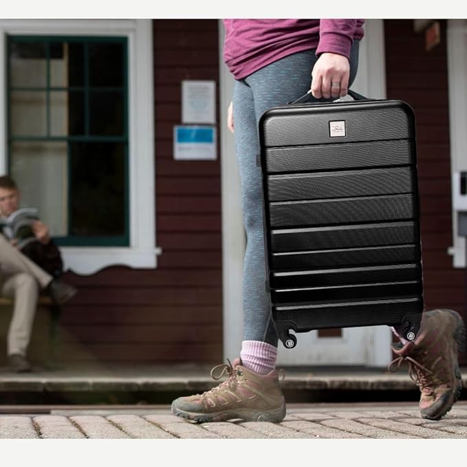 Skyway Epic 2.0 Hardside 4-Wheel Spinner, Lightweight Suitcase, Unisex, Stylish, Men and Women, 24-inch Medium Check-In, Black