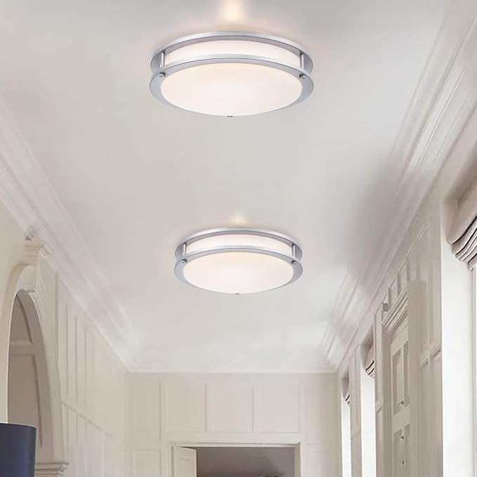 2Pack 13 Inch Oval LED Ceiling Lights, LED Flush Mount Light Fixture, 23W, 2700K/3000K/3500K/4000K/5000K Adjustable, Brushed Nickel Ceiling Mount Light Fixture for Bedroom Kitchen Bathroom