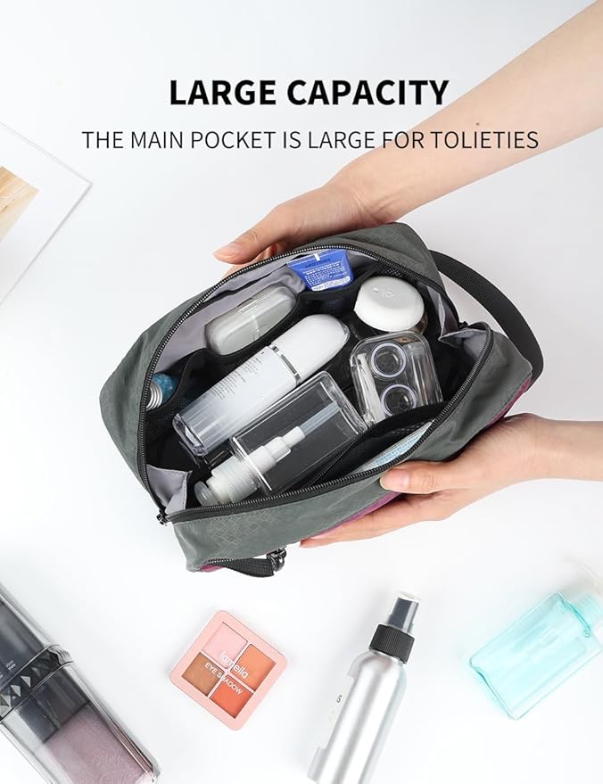 GOX Travel Small Toiletry Bag for Men Nylon Dopp Kit Medicine Bag Travel Organizer Pouch Shave Kits for Teens Toiletry Essentials Bathroom Compact Purple 9.8 * 4.3 * 3.3 Inches