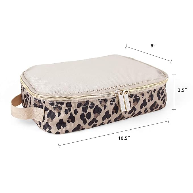 Itzy Ritzy Packing Cubes For Travel – Set of 3 Packing Cubes or Travel Organizers – Each Cube Features a Mesh Top, Double Zippers and a Fabric Handle (Leopard)
