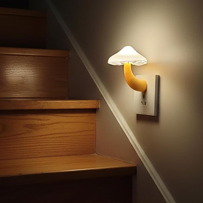 4 Pack LED Mushroom Night Light Plug in Lamp,Light Sensor Night Lights Plug into Wall, Warm White Night Light for Adults Kids Room Bedroom Bathroom Hallway Kitchen
