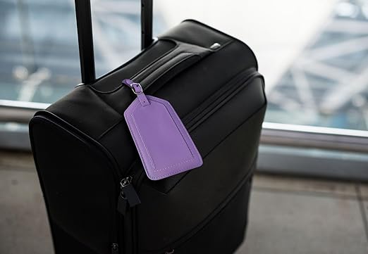 Light Purple Genuine Top Grain Leather Luggage Tag