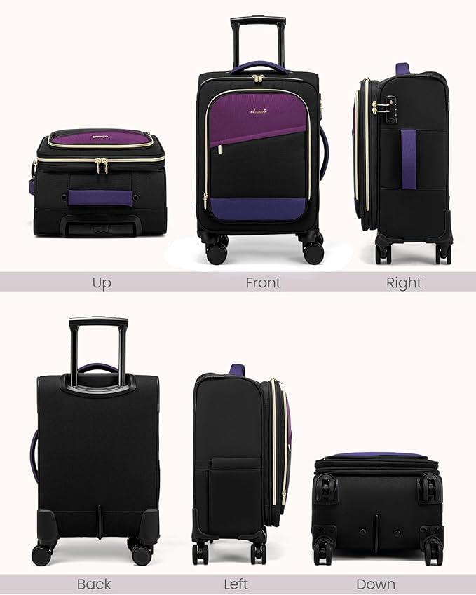 LOVEVOOK 4 Pcs Carry On Luggage 22x14x9 Airline Approved, 20 Inch Carry On Suitcases with Wheels, Softside Rolling Suitcase for Women Men, with TSA Lock Weekender Travel Luggage
